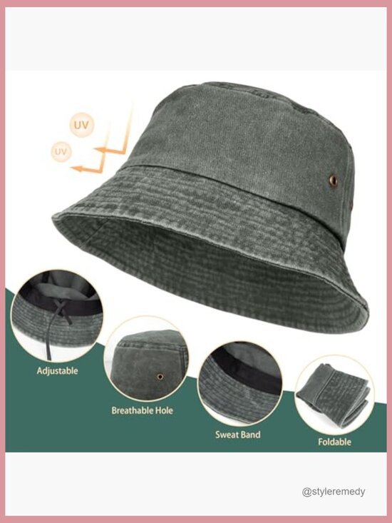 3 Pack Washed Cotton Bucket Hats for Outdoor main image 5